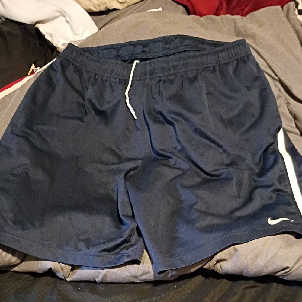 Nike Men's Navy Athletic Shorts with White Accent